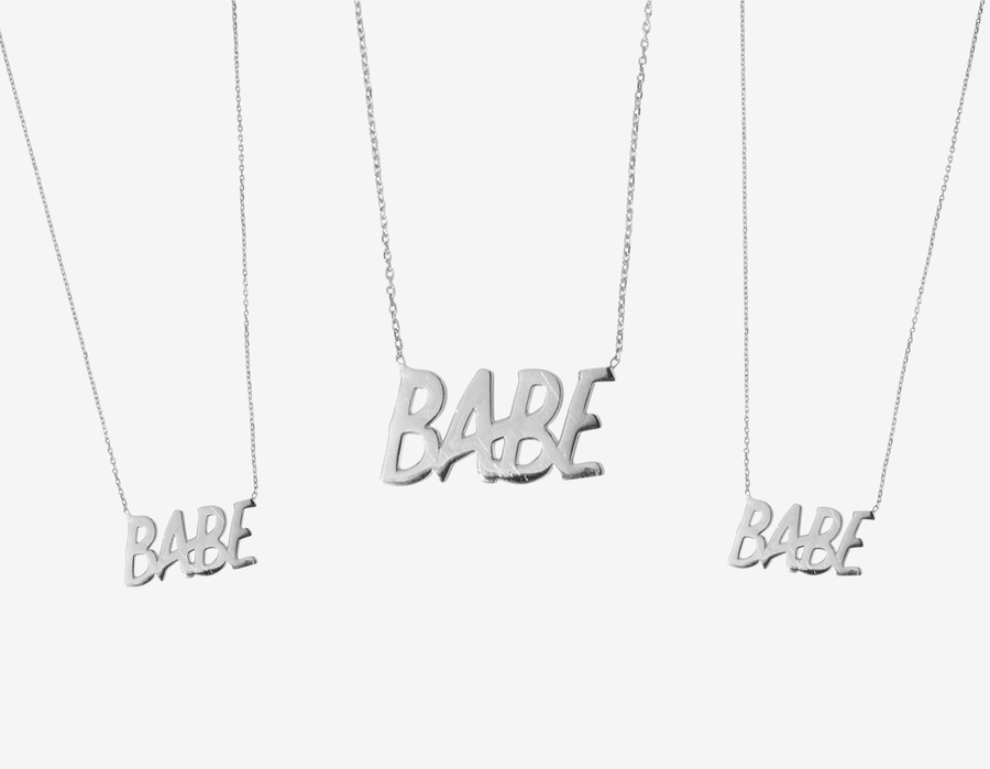 BABE Nameplate Necklace, Sterling Silver
