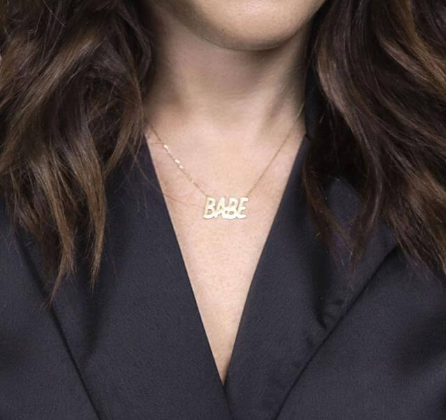 BABE Nameplate Necklace, Rose Gold